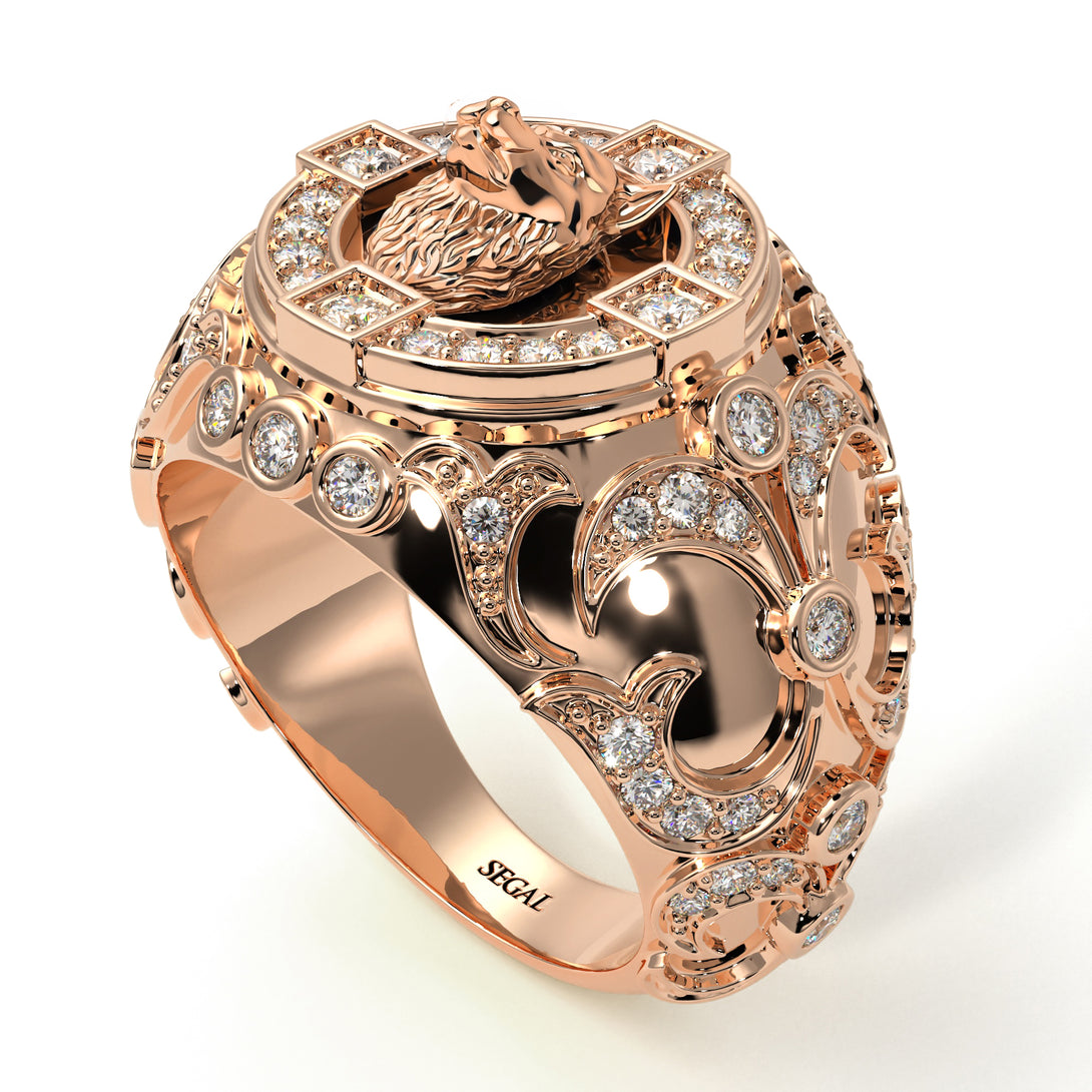 Diamond Wolf Gold Men's Fashion Ring - Eli No. 2