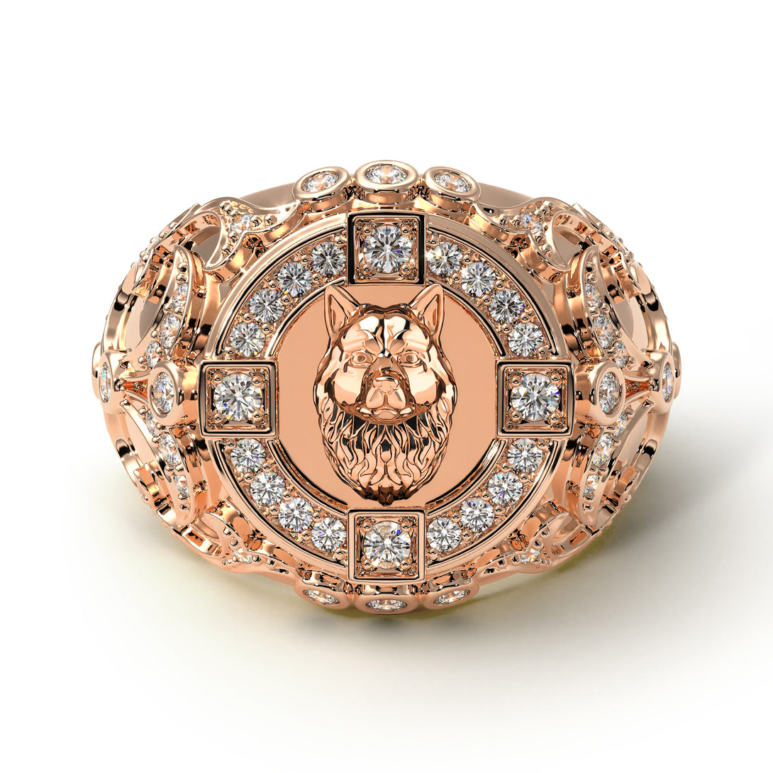 Diamond Wolf Gold Men's Fashion Ring - Eli No. 2