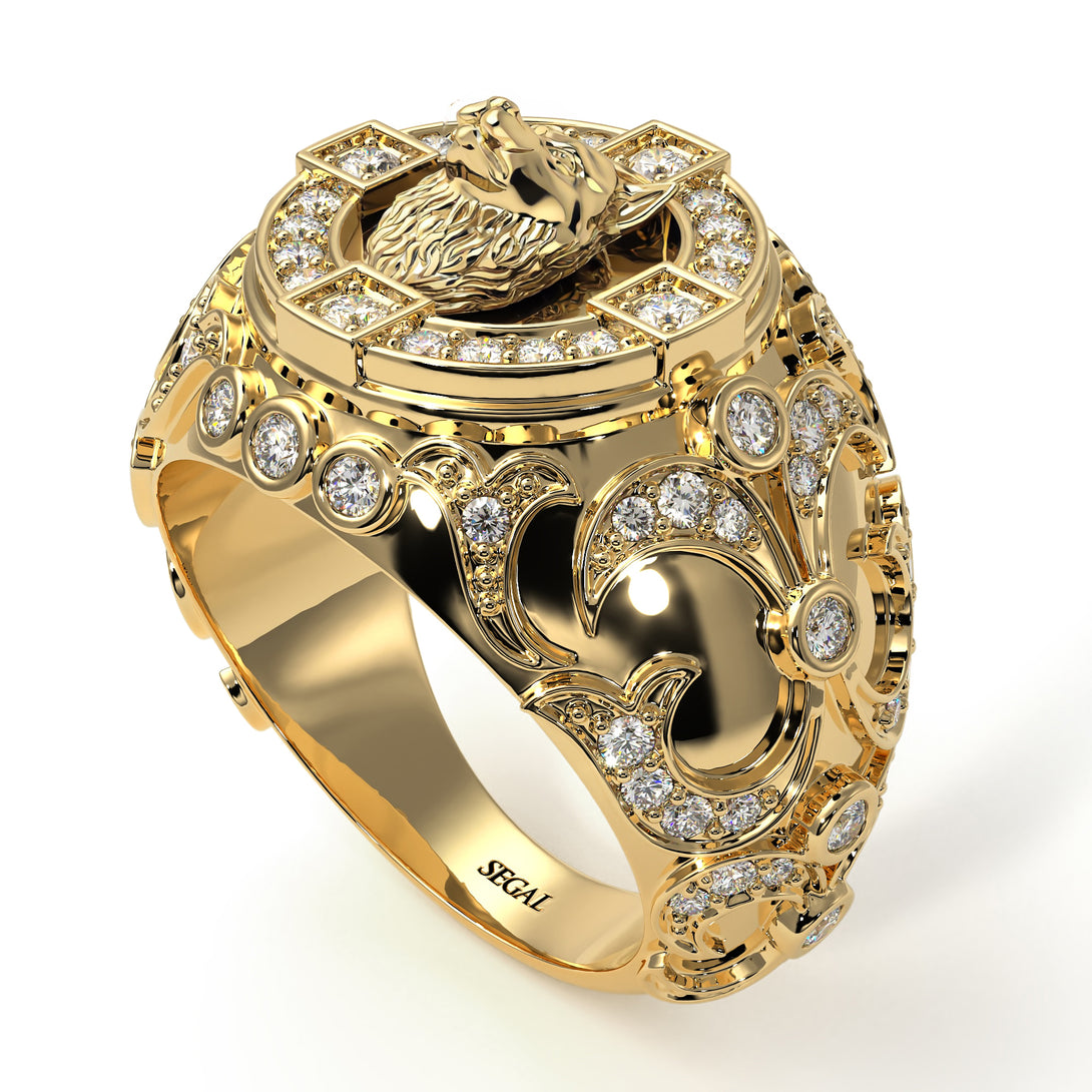 Diamond Wolf Gold Men's Fashion Ring - Eli No. 1