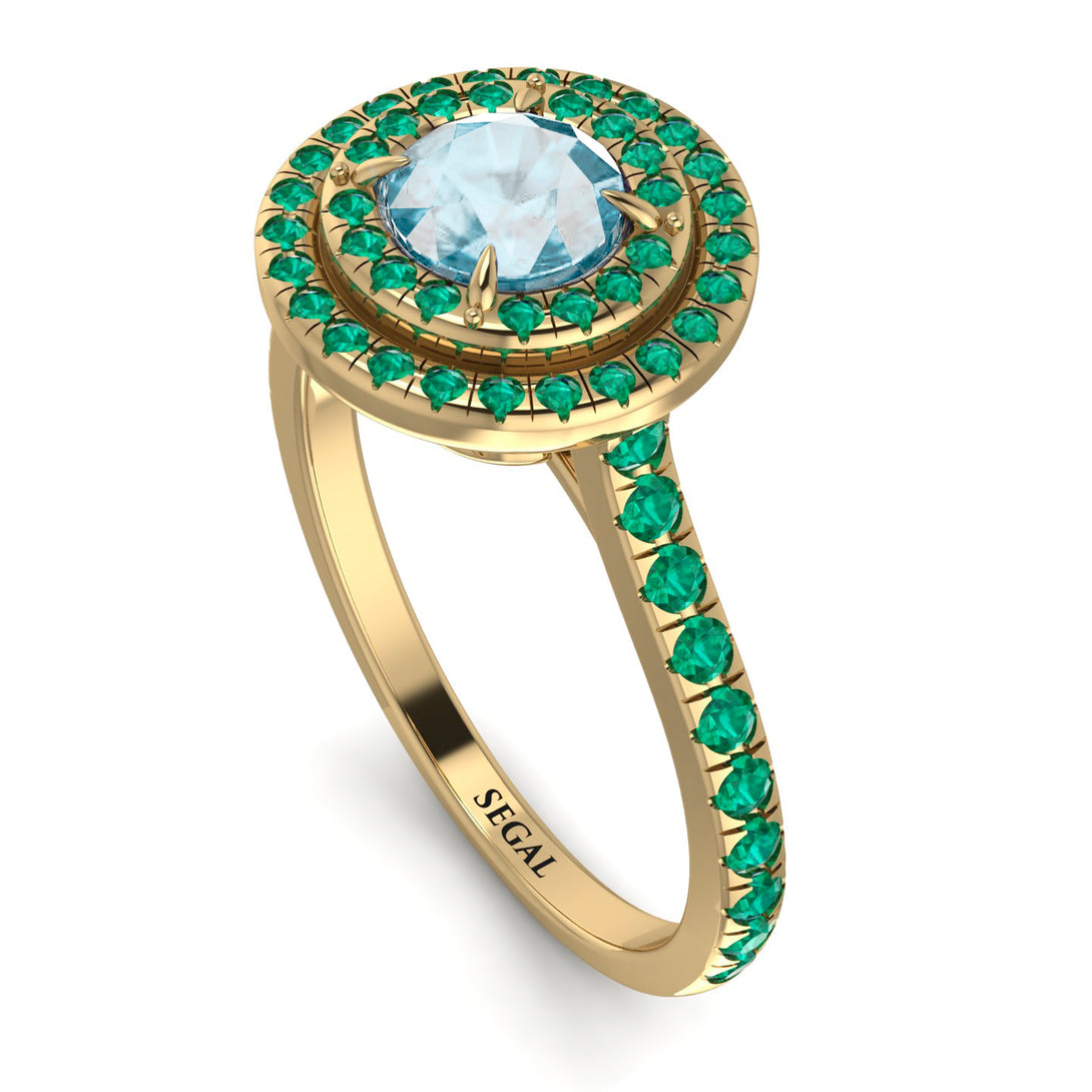 Double Halo Aquamarine Ring - Zoey No. 404