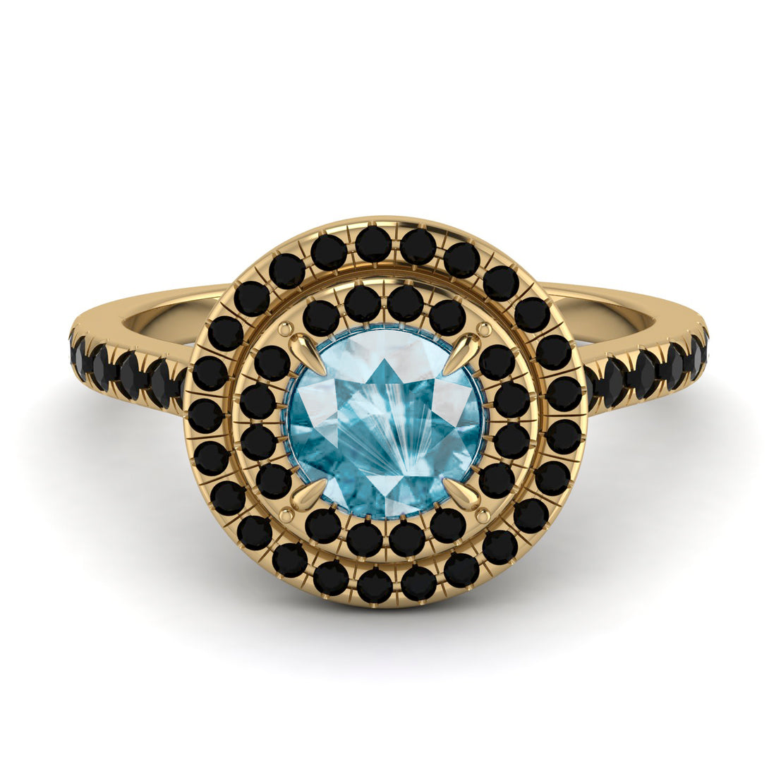 Double Halo Aquamarine Ring - Zoey No. 407