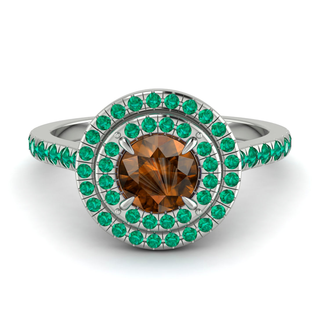 Double Halo Brown Diamond Ring - Zoey No. 1106