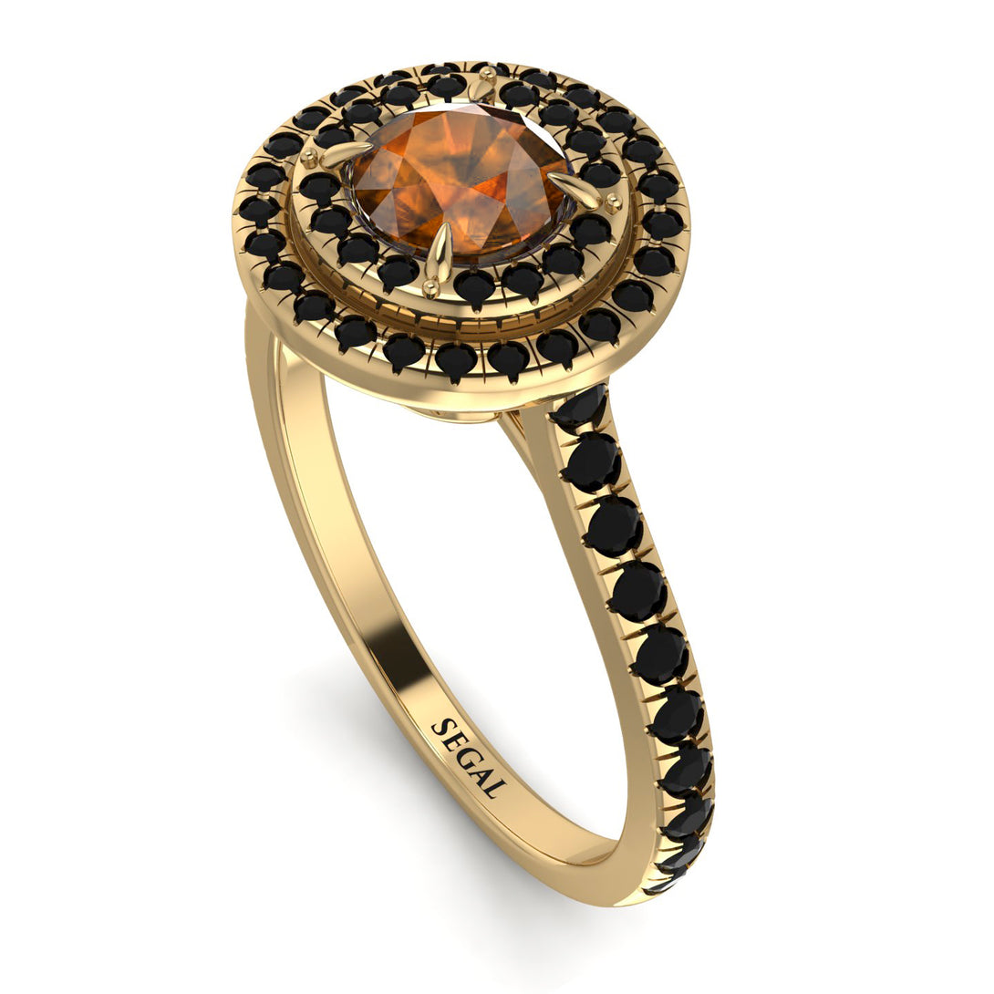 Double Halo Brown Diamond Ring - Zoey No. 1107