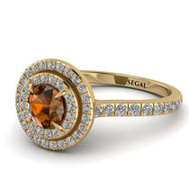 Double Halo Brown Diamond Ring - Zoey No. 1101 image 1