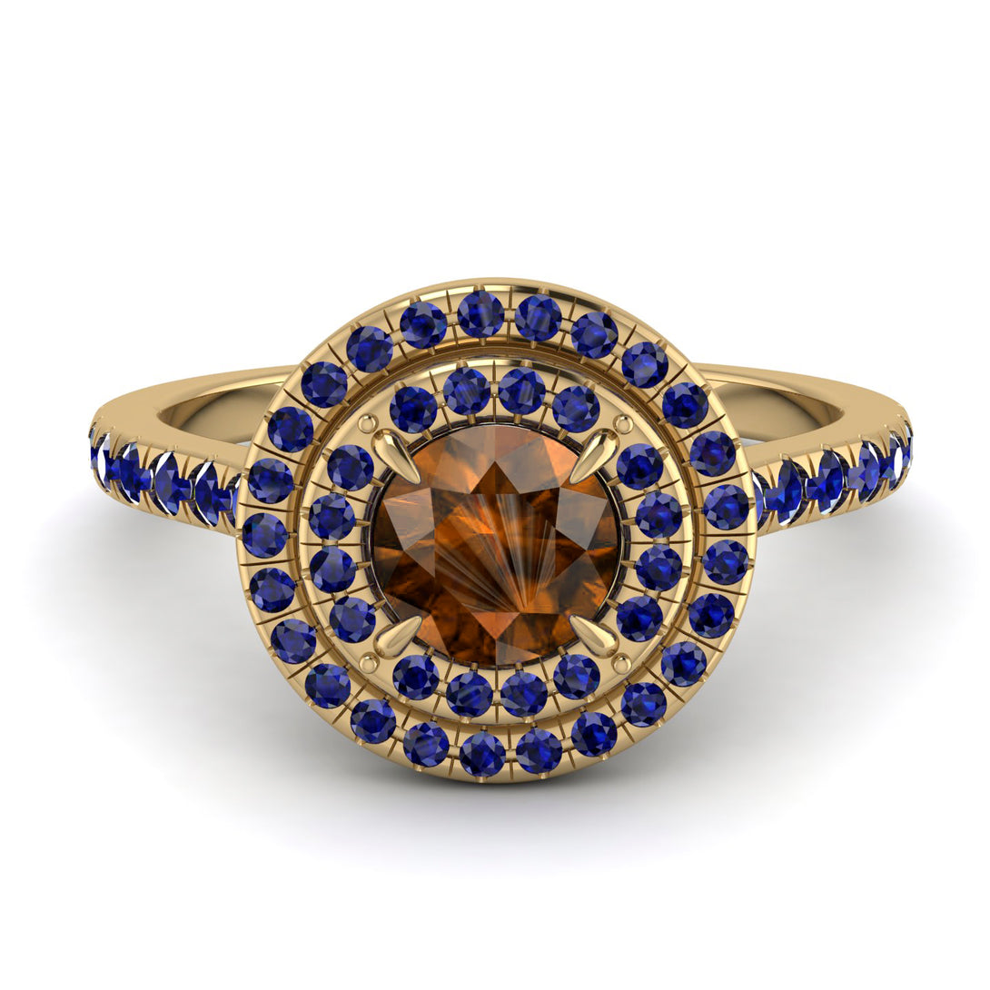 Double Halo Brown Diamond Ring - Zoey No. 1113