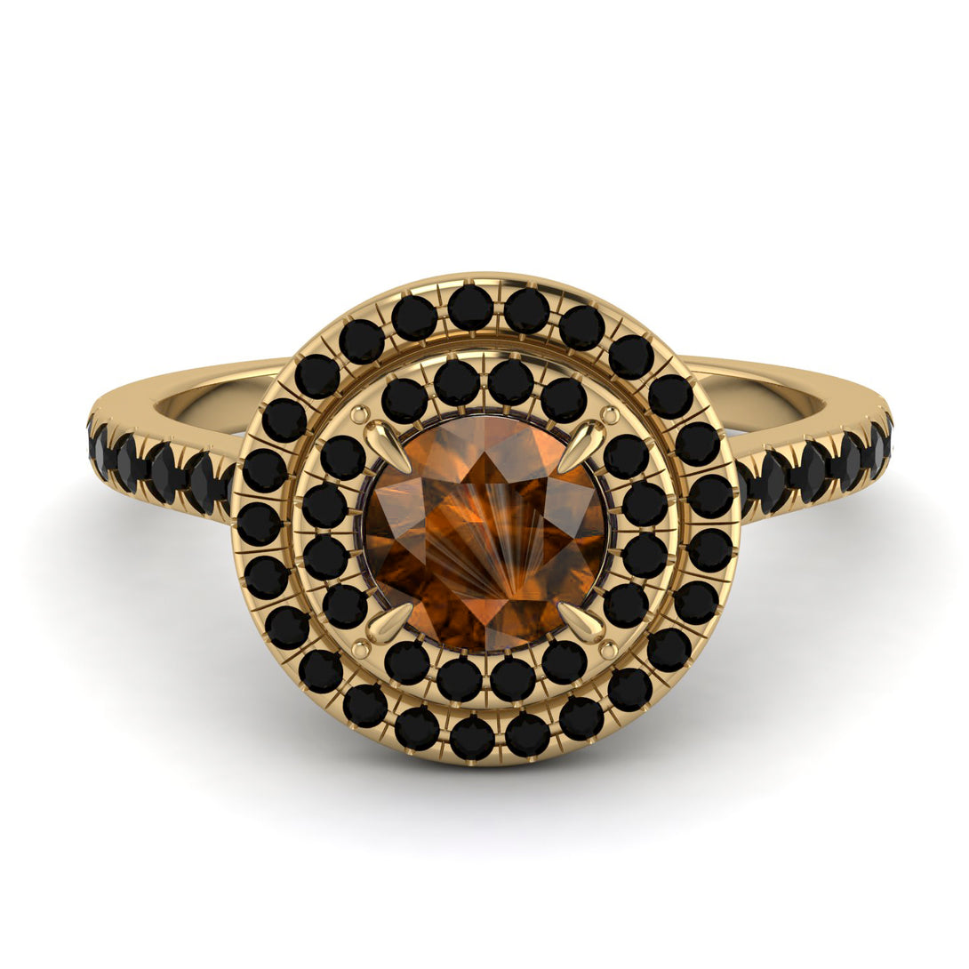 Double Halo Brown Diamond Ring - Zoey No. 1107