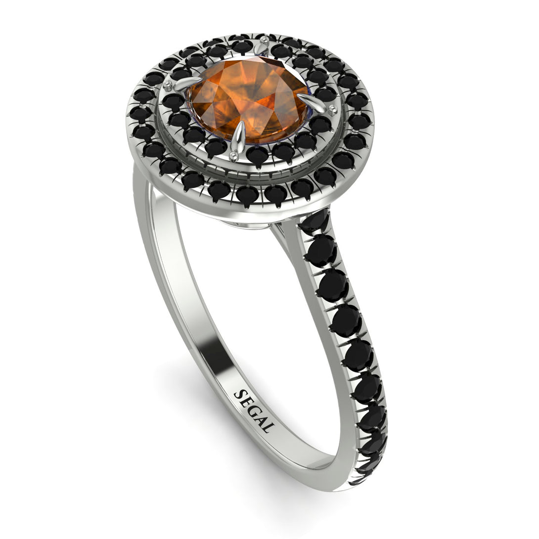 Double Halo Brown Diamond Ring - Zoey No. 1109