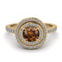 Double Halo Brown Diamond Ring - Zoey No. 1101
