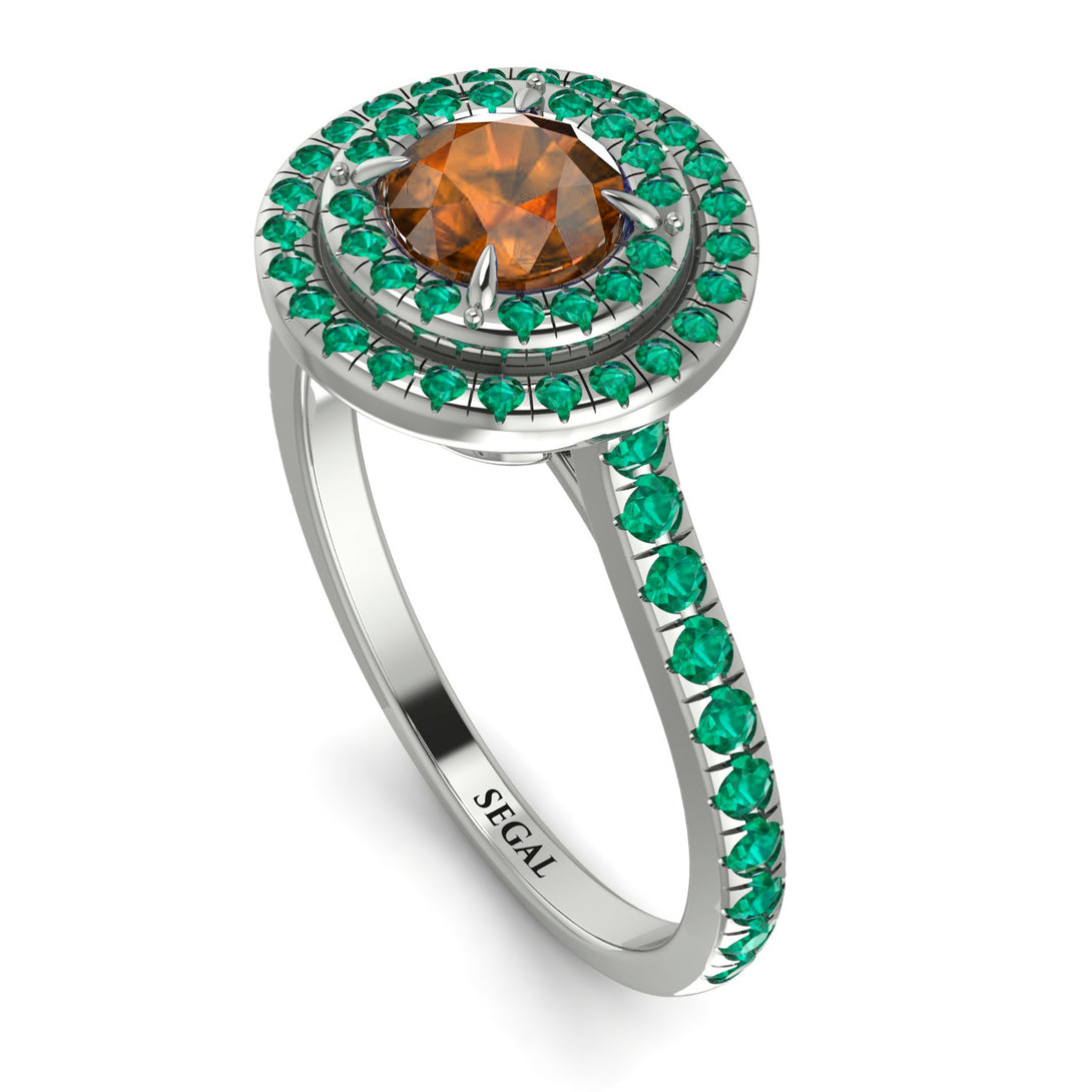 Double Halo Brown Diamond Ring - Zoey No. 1106