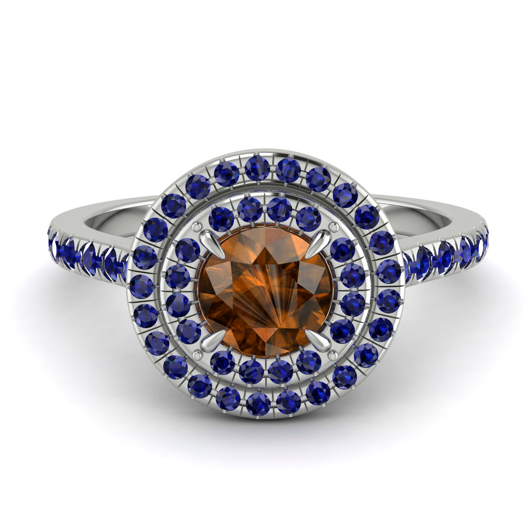 Double Halo Brown Diamond Ring - Zoey No. 1115