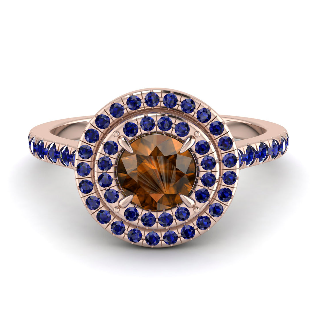 Double Halo Brown Diamond Ring - Zoey No. 1114
