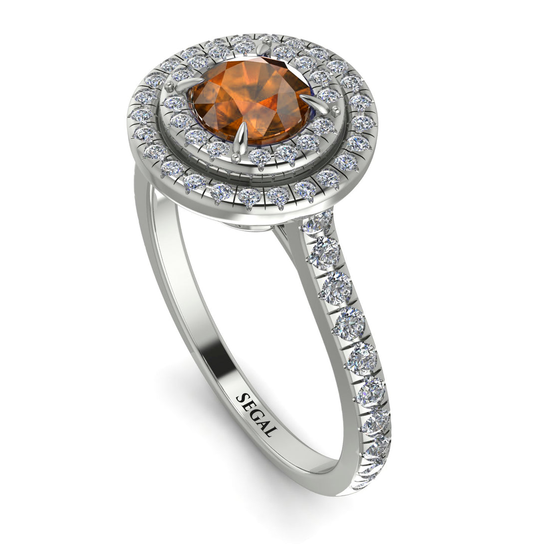 Double Halo Brown Diamond Ring - Zoey No. 1103