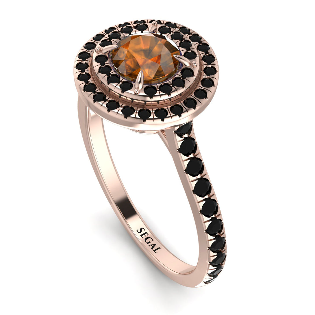Double Halo Brown Diamond Ring - Zoey No. 1108
