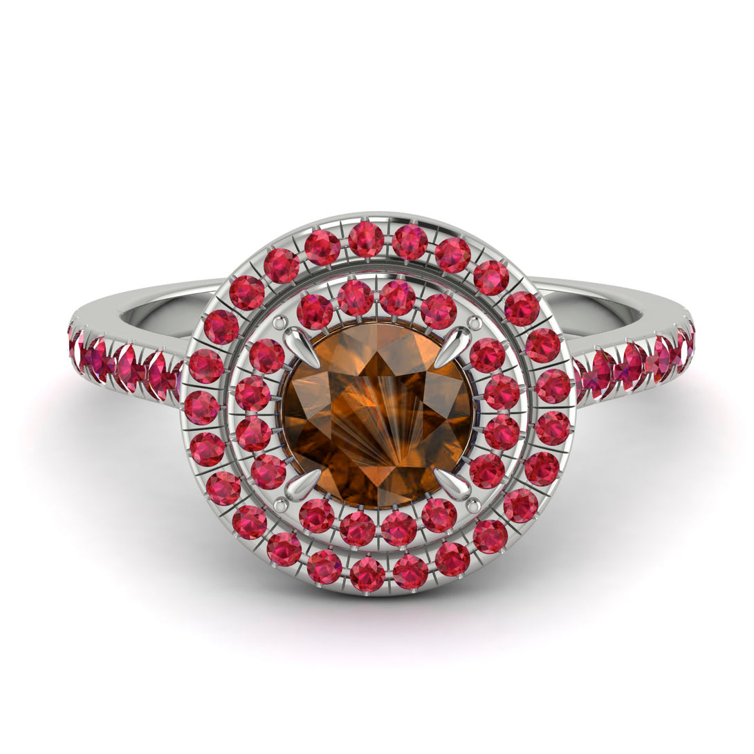 Double Halo Brown Diamond Ring - Zoey No. 1112