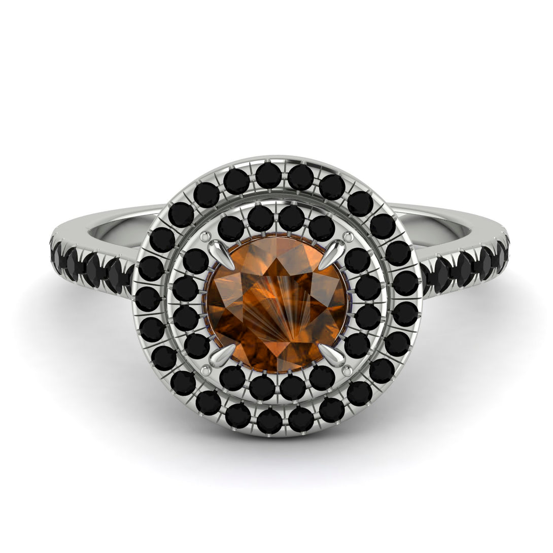 Double Halo Brown Diamond Ring - Zoey No. 1109