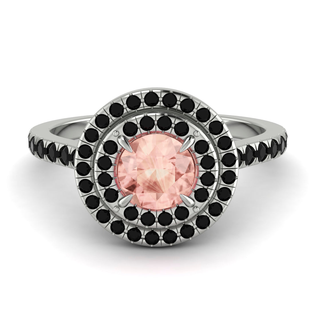 Double Halo Morganite Ring - Zoey No. 909