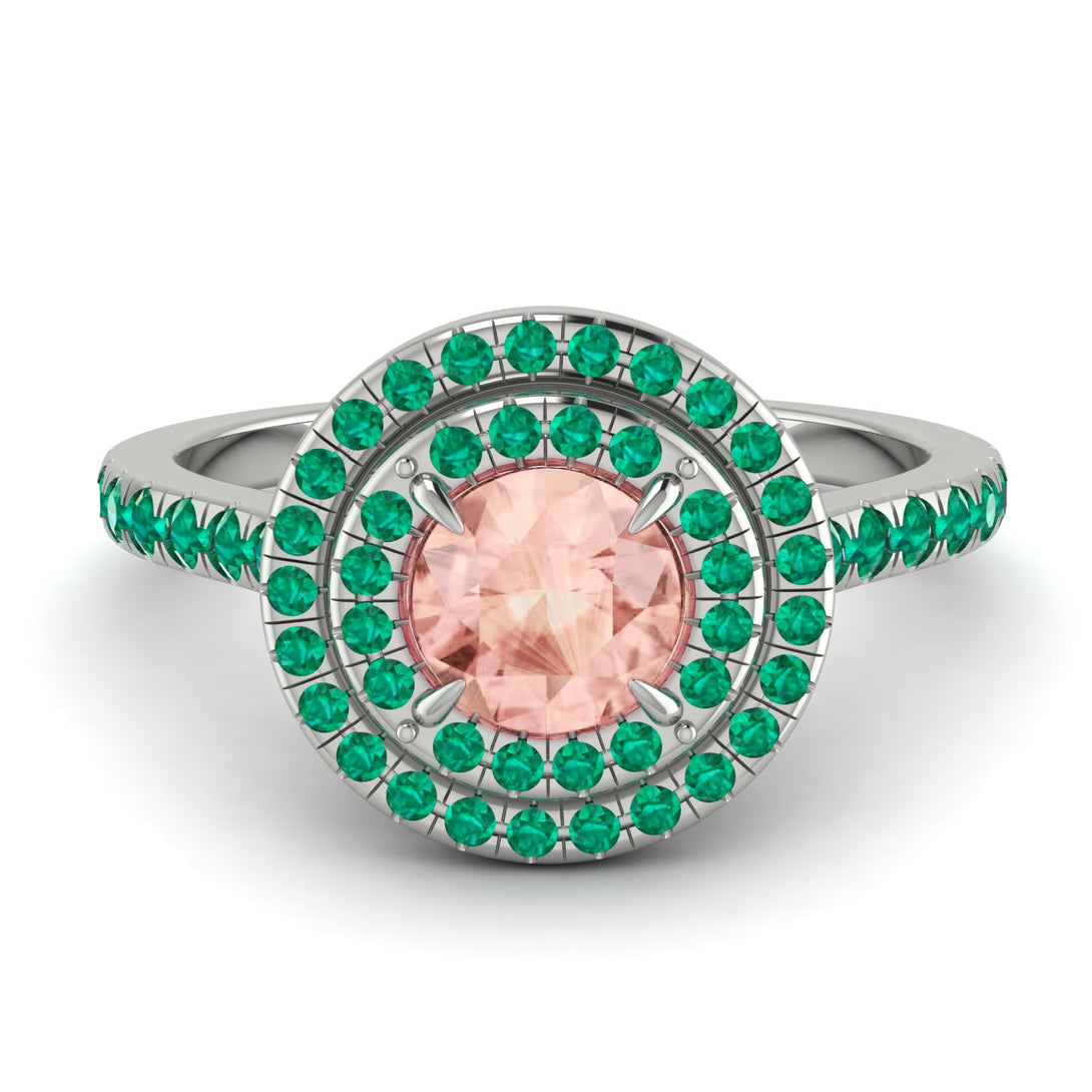 Double Halo Morganite Ring - Zoey No. 906