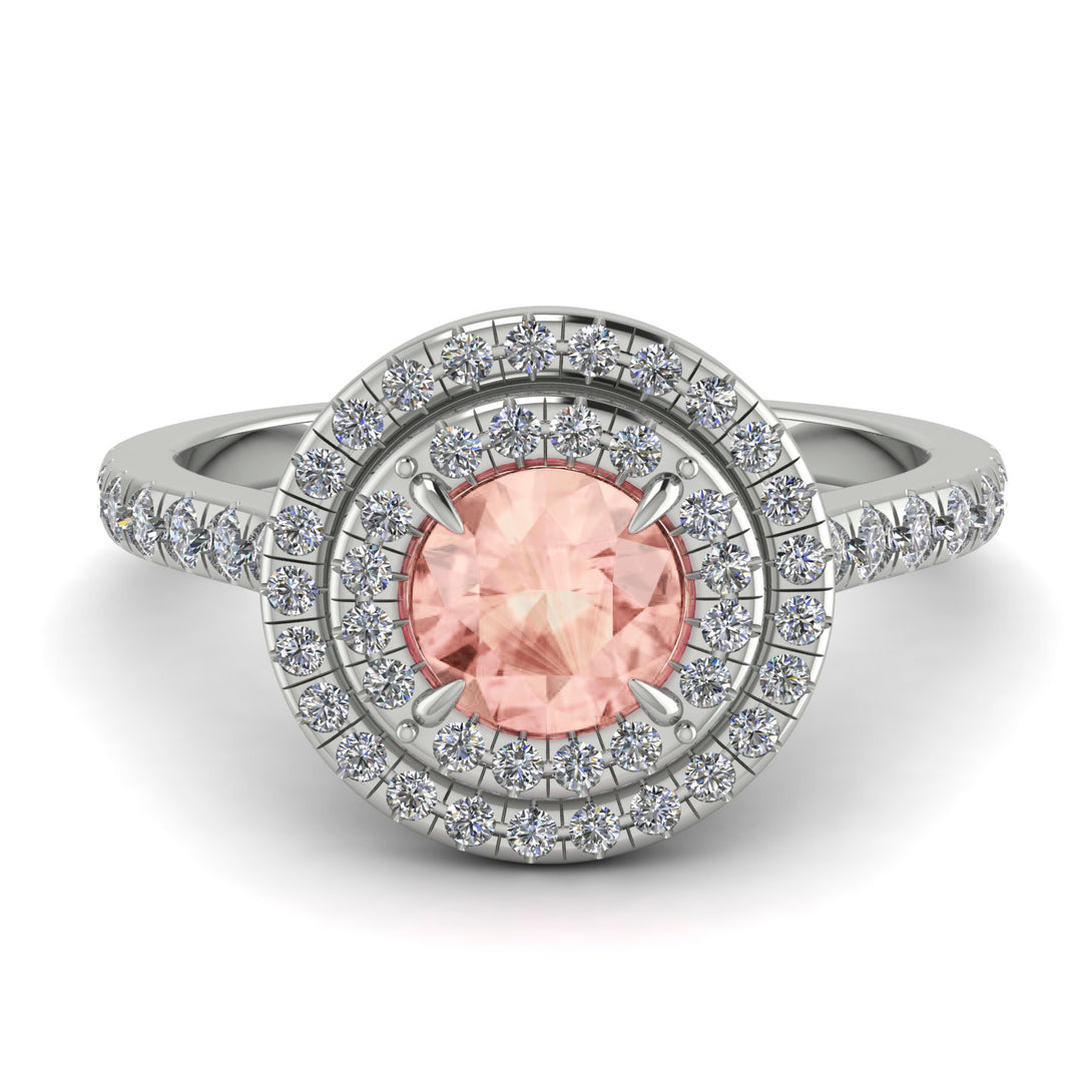 Double Halo Morganite Ring - Zoey No. 903