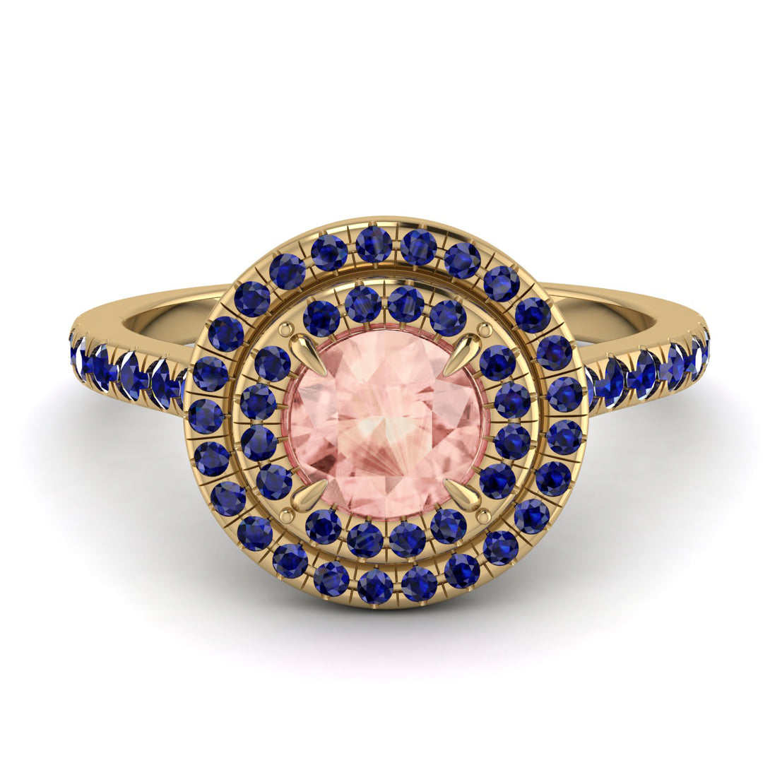 Double Halo Morganite Ring - Zoey No. 913