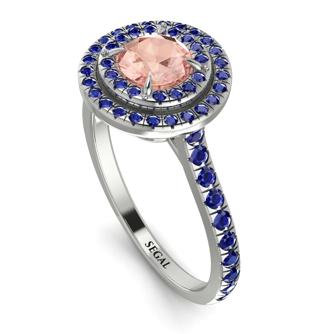 Double Halo Morganite Ring - Zoey No. 915