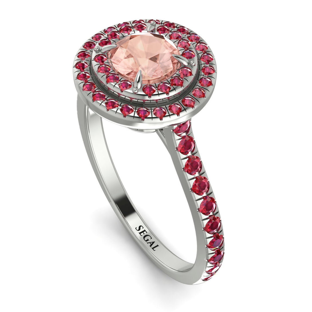 Double Halo Morganite Ring - Zoey No. 912