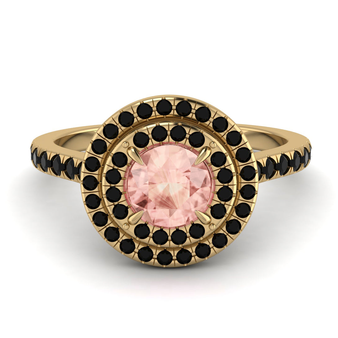 Double Halo Morganite Ring - Zoey No. 907