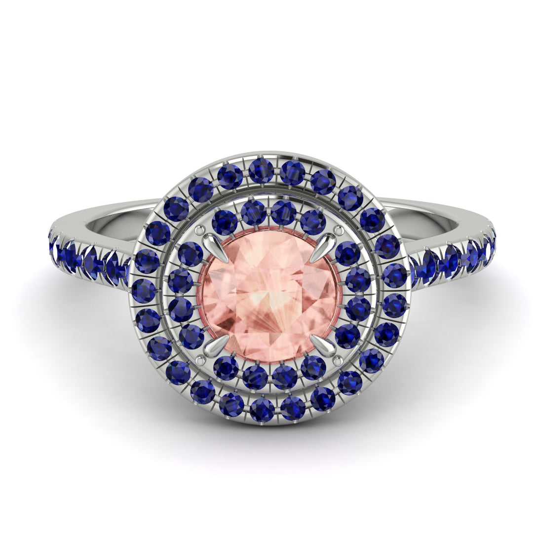 Double Halo Morganite Ring - Zoey No. 915