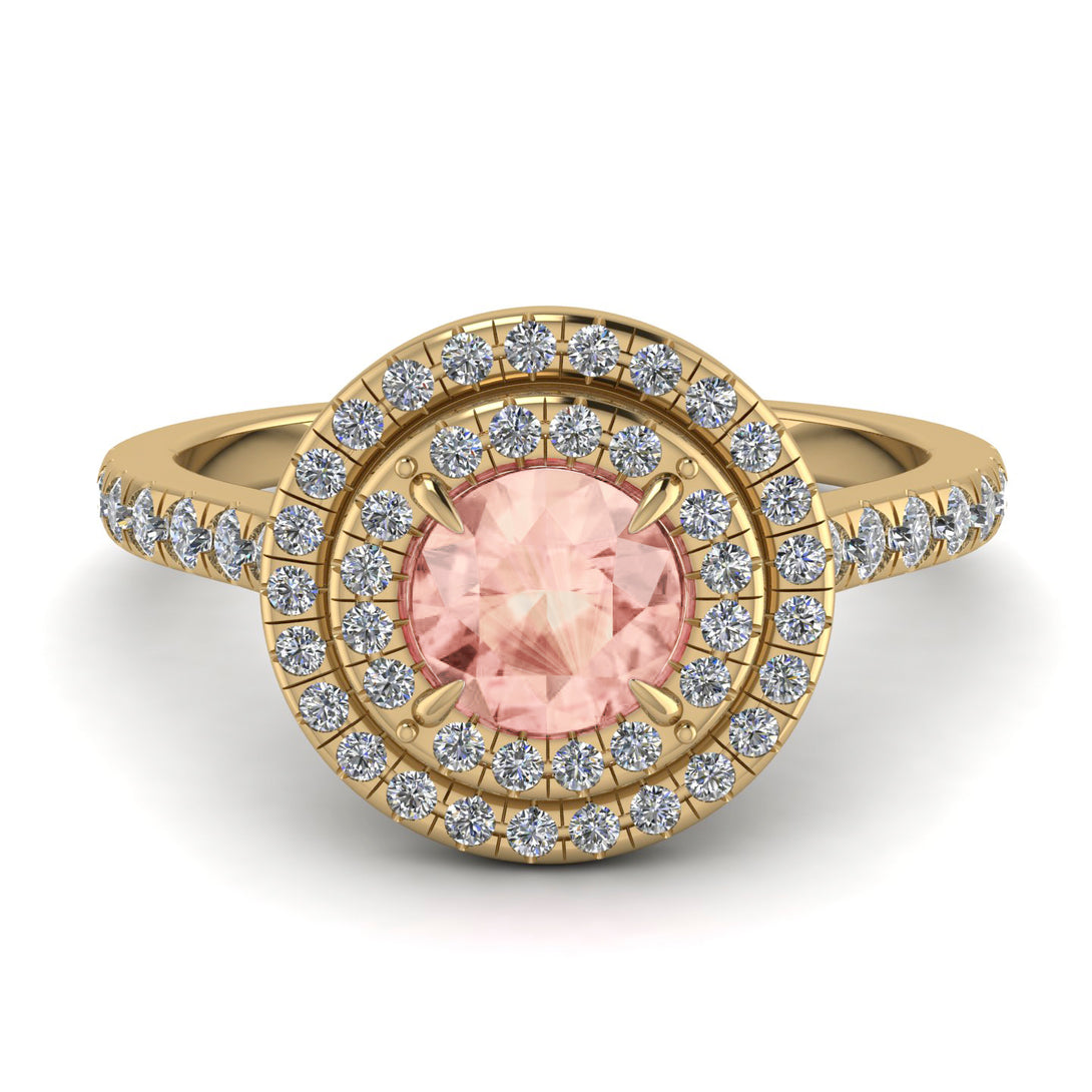 Double Halo Morganite Ring - Zoey No. 901