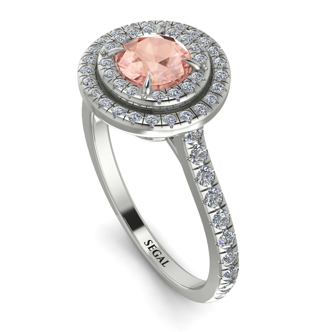 Double Halo Morganite Ring - Zoey No. 903