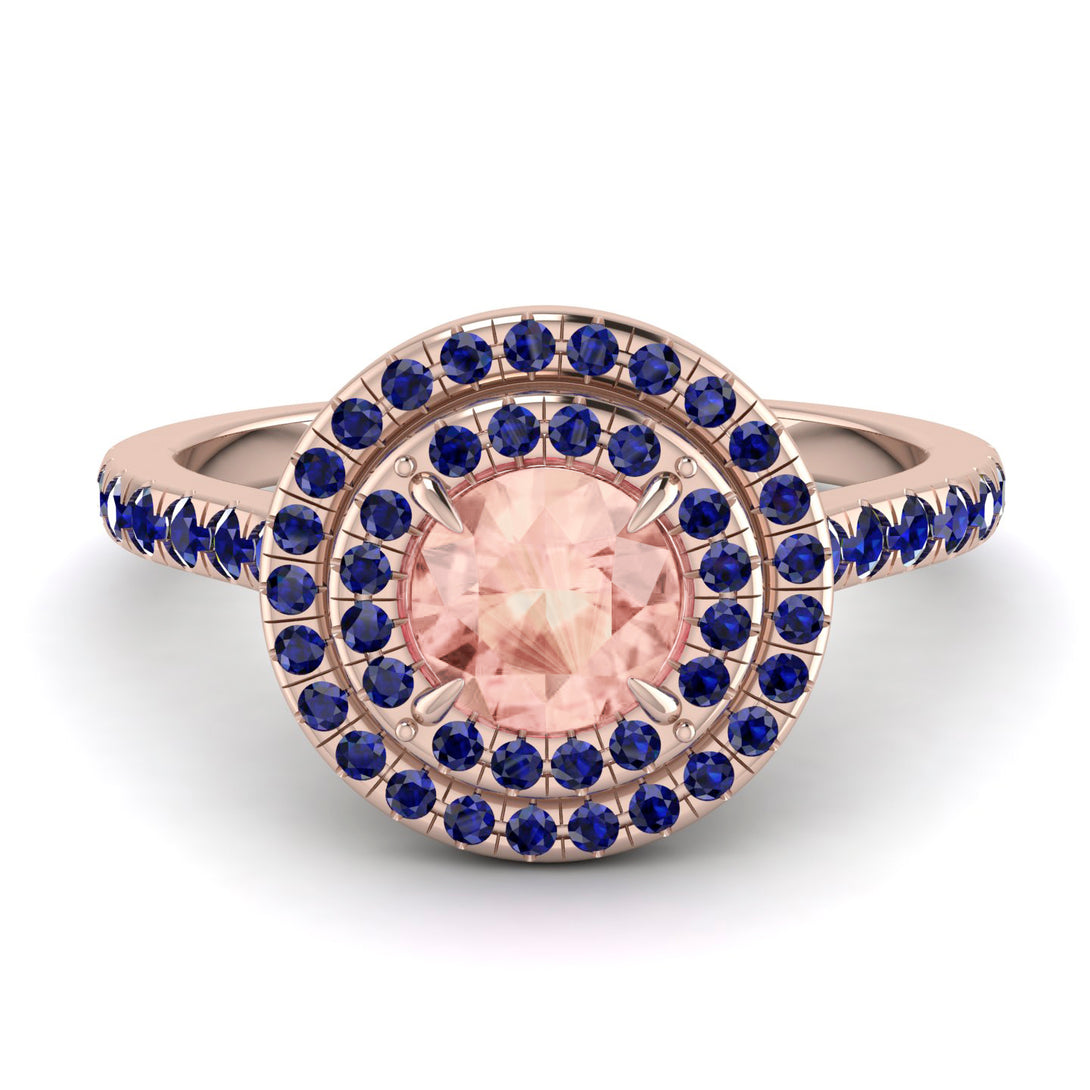 Double Halo Morganite Ring - Zoey No. 914