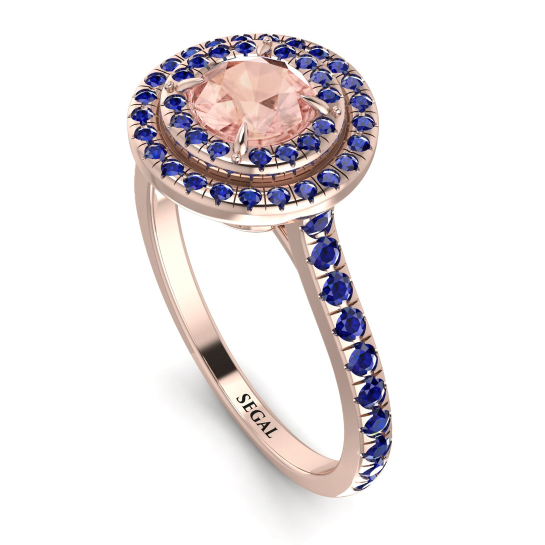 Double Halo Morganite Ring - Zoey No. 914