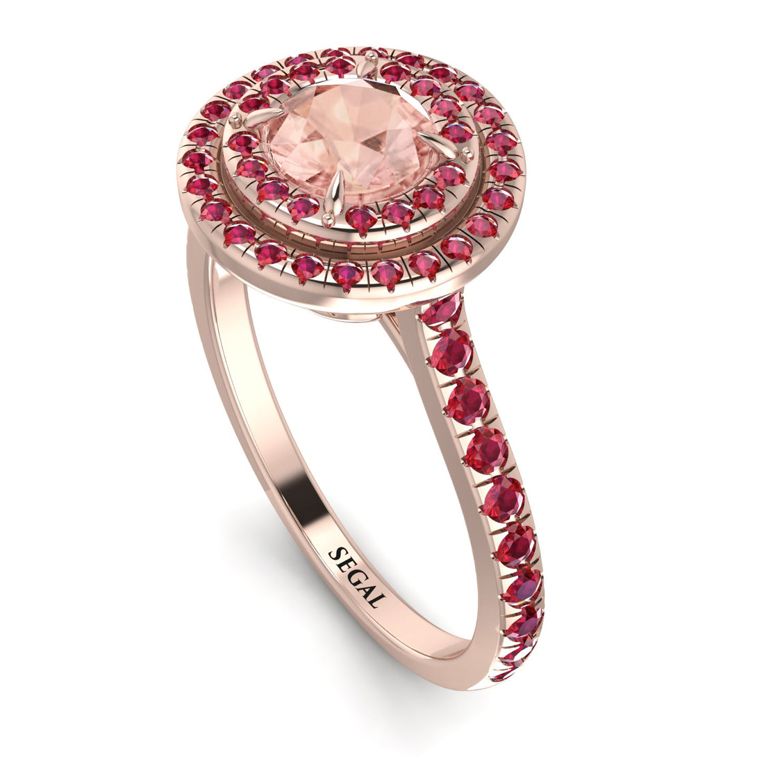 Double Halo Morganite Ring - Zoey No. 911