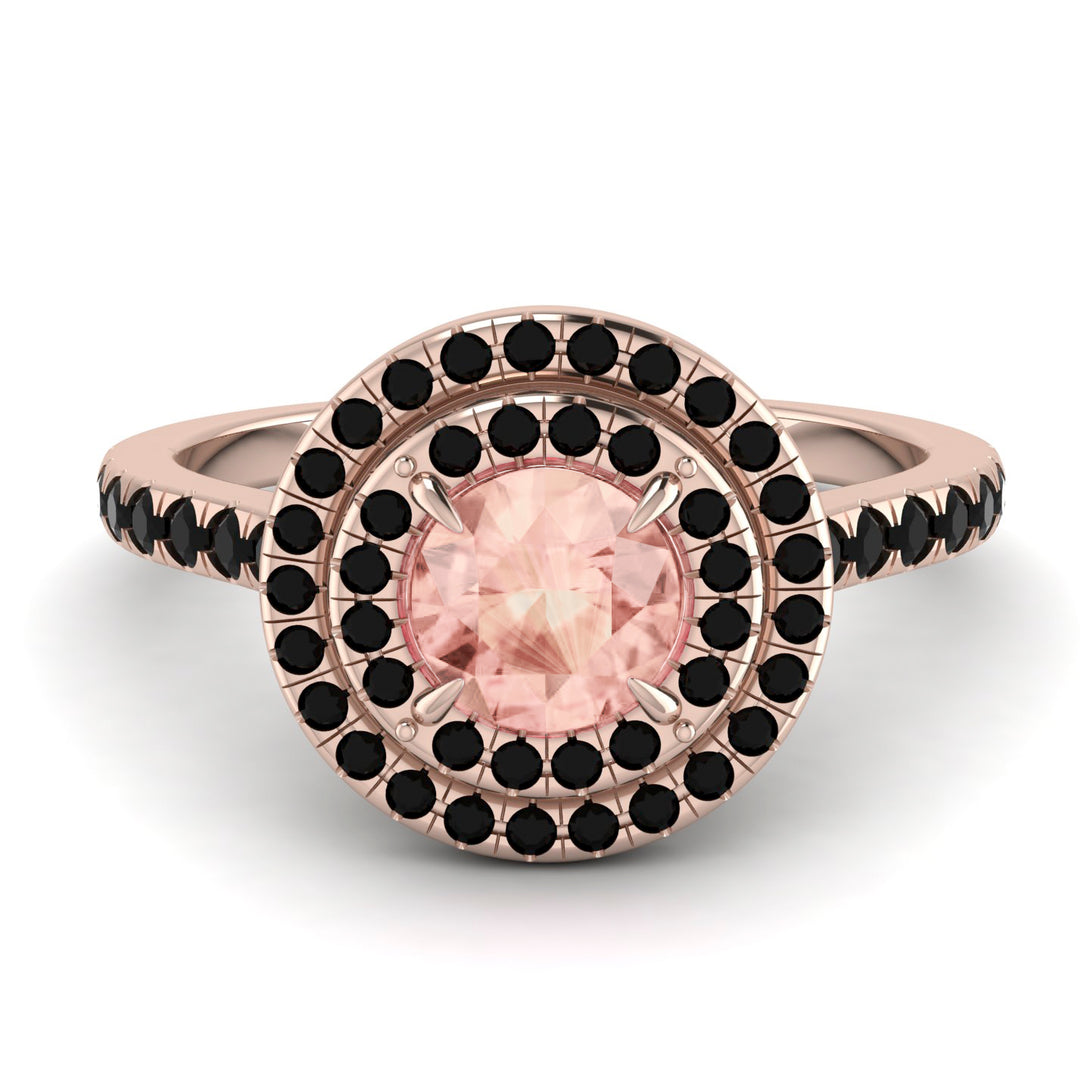 Double Halo Morganite Ring - Zoey No. 908