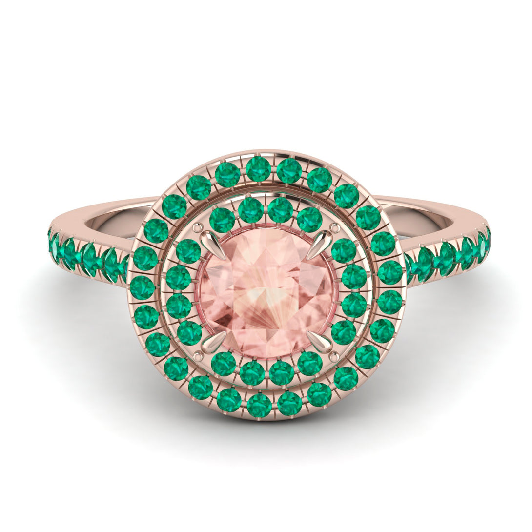 Double Halo Morganite Ring - Zoey No. 905