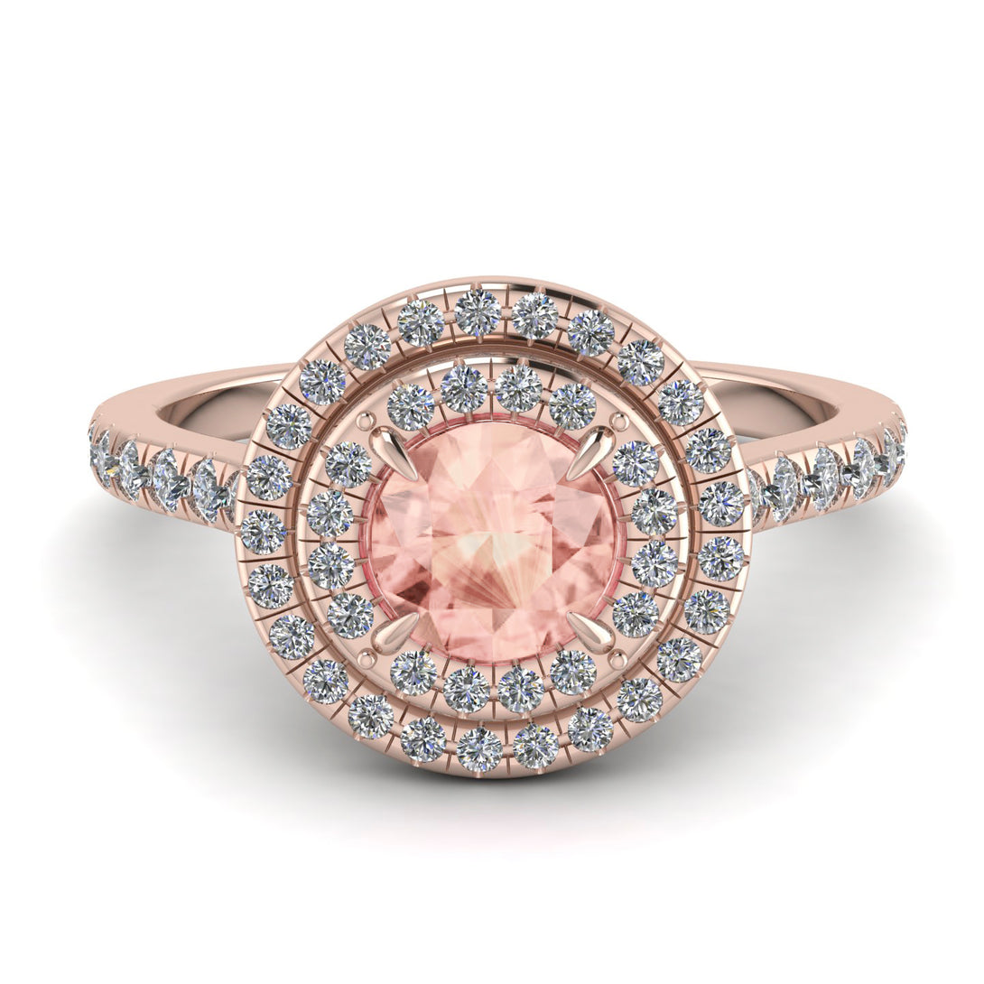 Double Halo Morganite Ring - Zoey No. 902