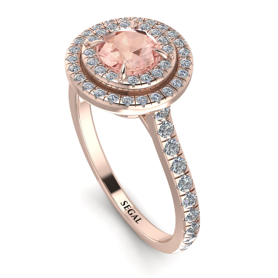 Double Halo Morganite Ring - Zoey No. 902