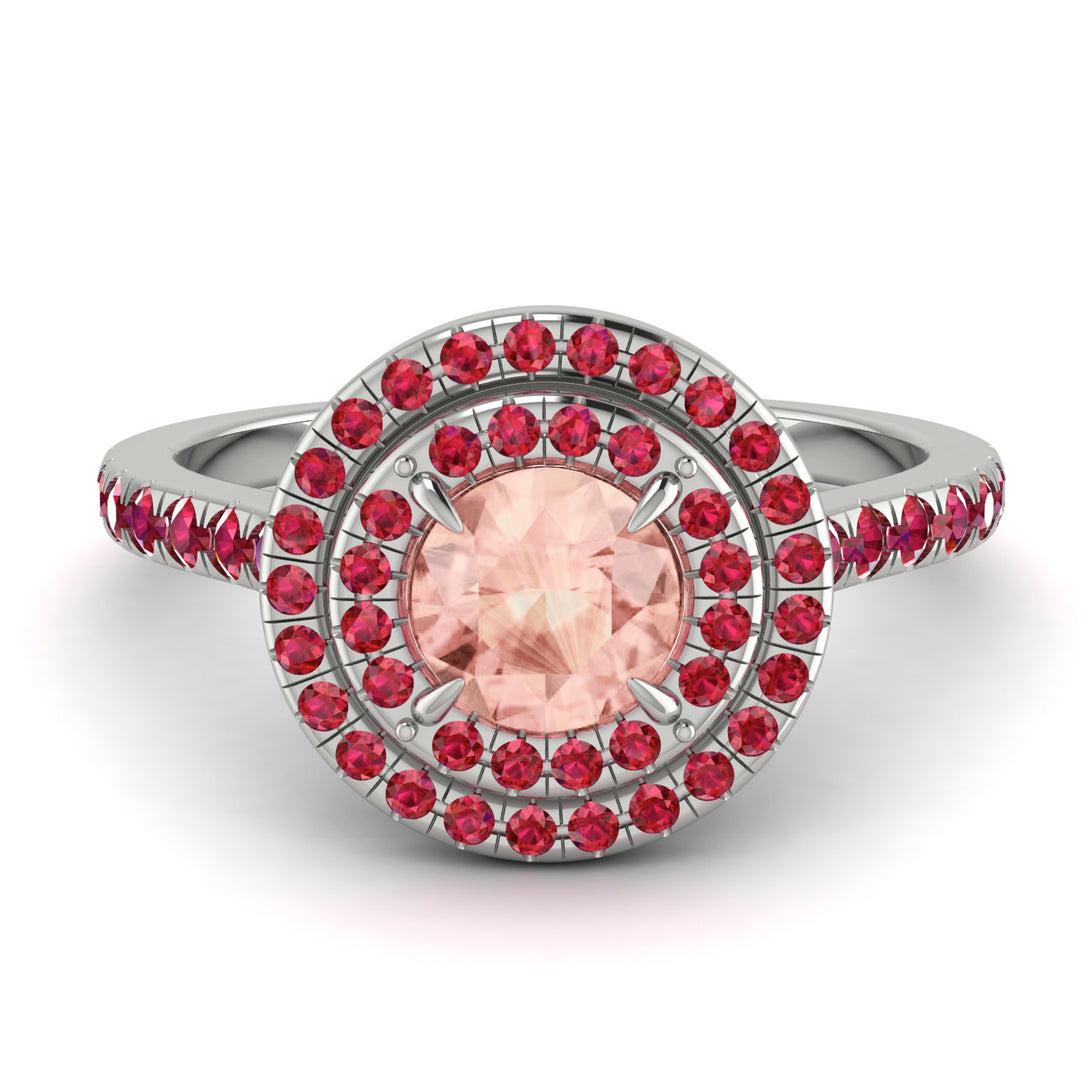 Double Halo Morganite Ring - Zoey No. 912