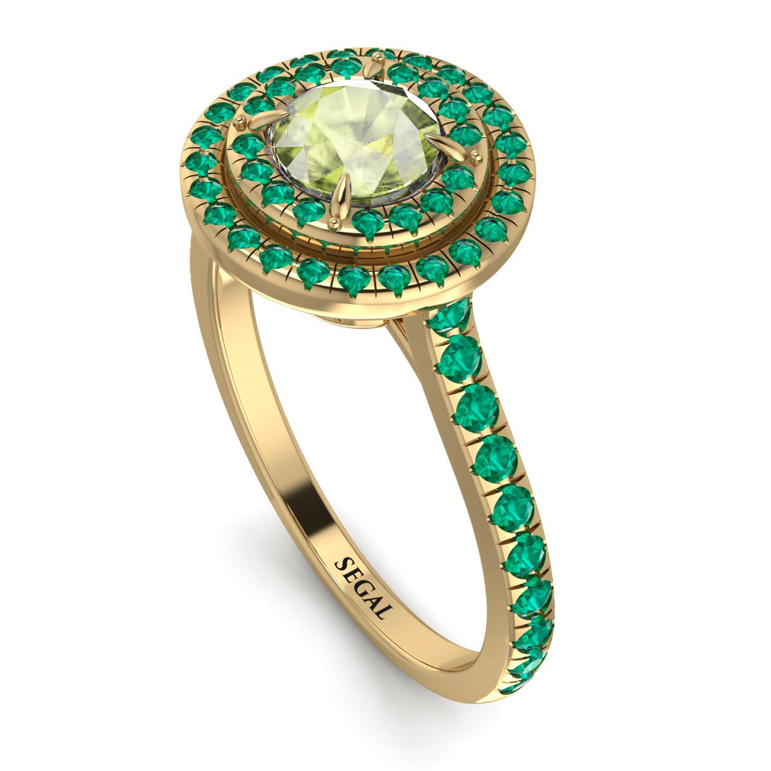 Double Halo Peridot Ring - Zoey No. 704