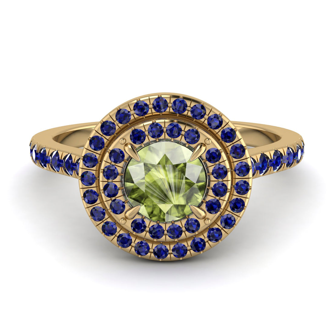 Double Halo Peridot Ring - Zoey No. 713