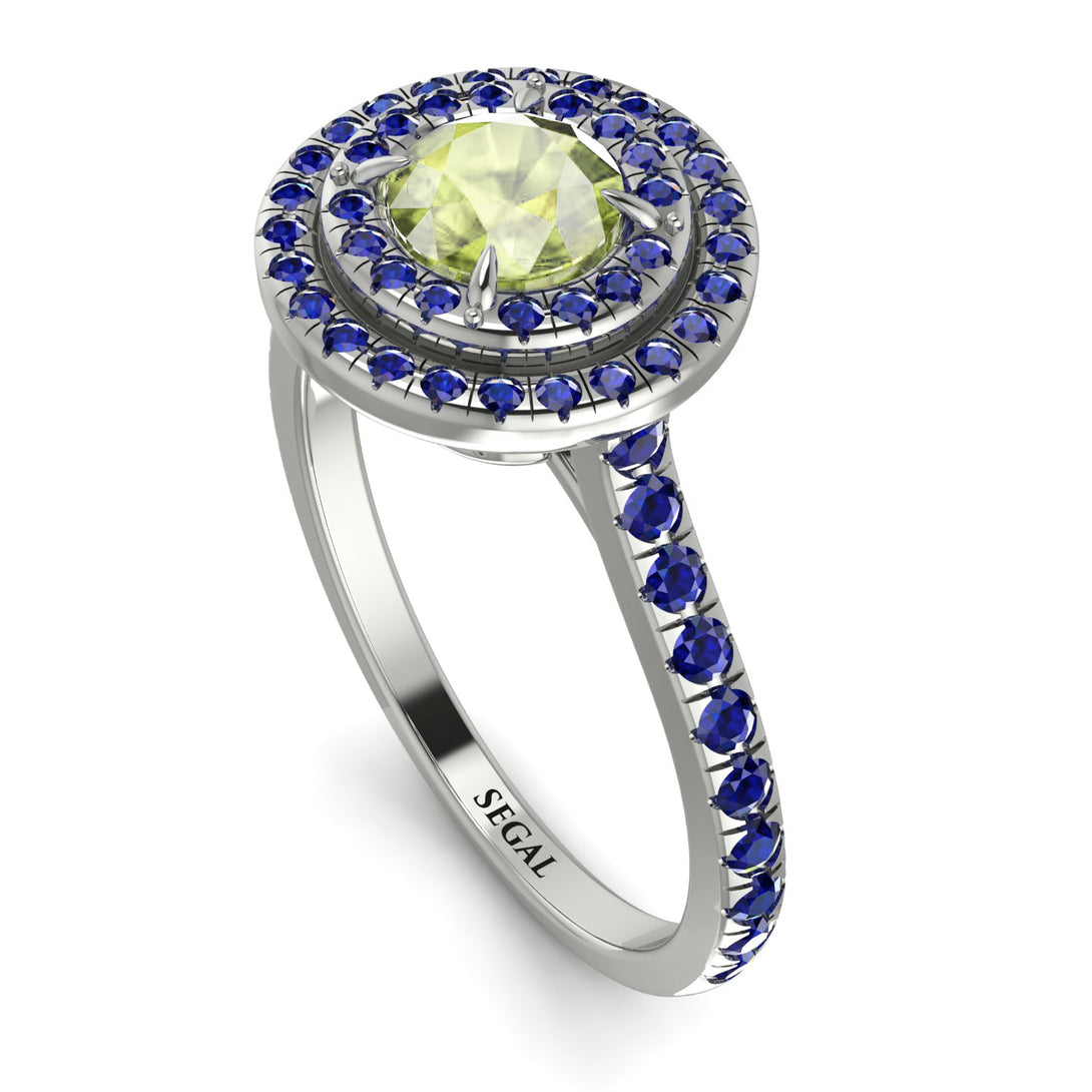Double Halo Peridot Ring - Zoey No. 715