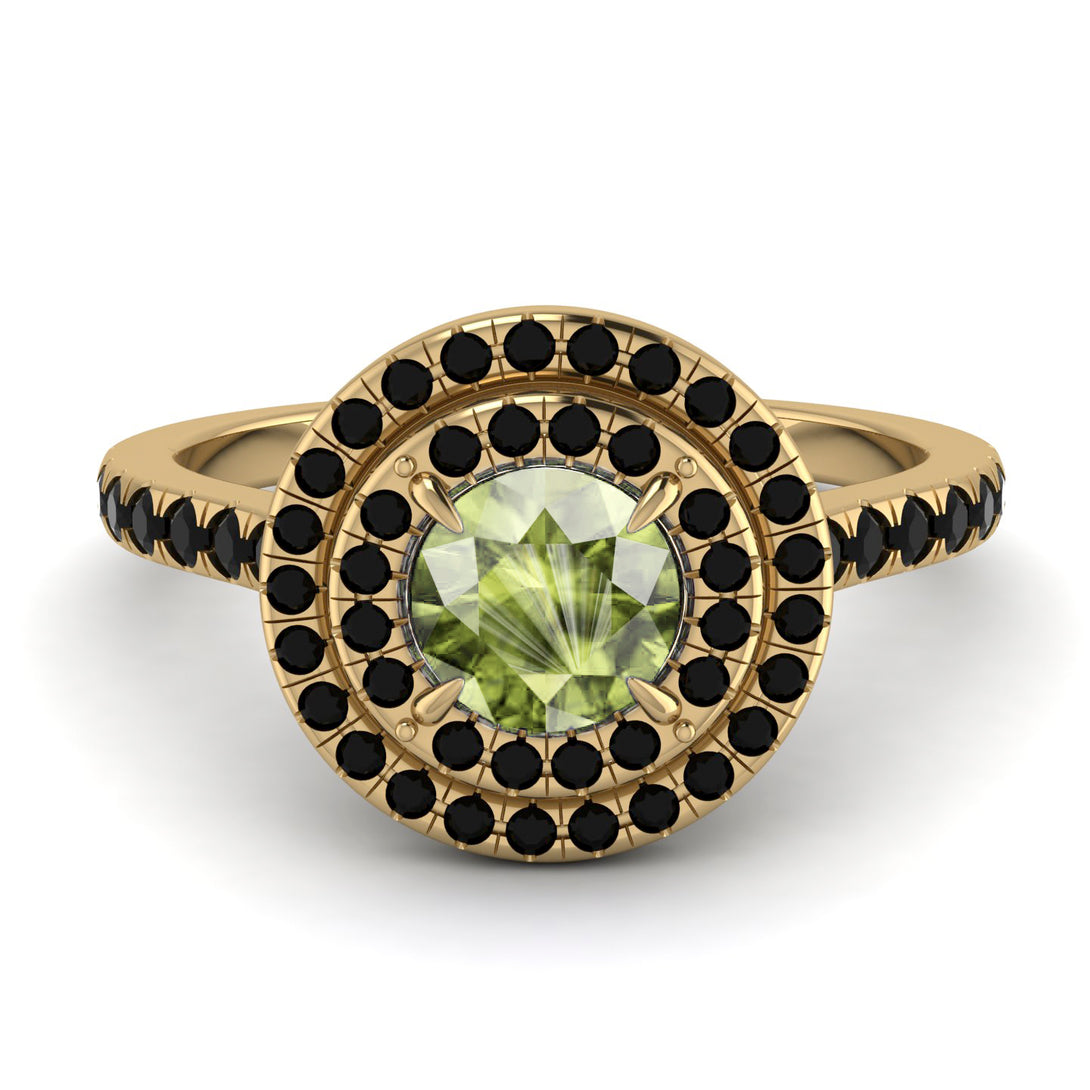 Double Halo Peridot Ring - Zoey No. 707