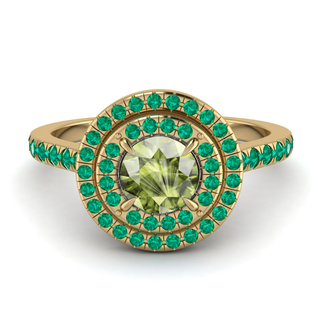Double Halo Peridot Ring - Zoey No. 704