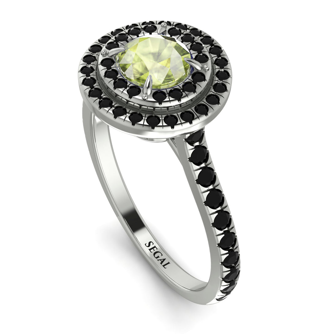 Double Halo Peridot Ring - Zoey No. 709
