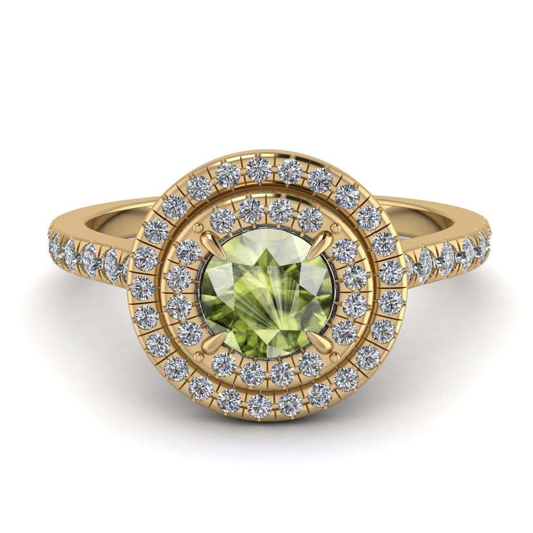 Double Halo Peridot Ring - Zoey No. 701