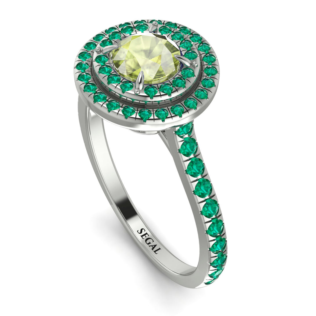 Double Halo Peridot Ring - Zoey No. 706
