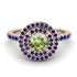 Double Halo Peridot Ring - Zoey No. 714