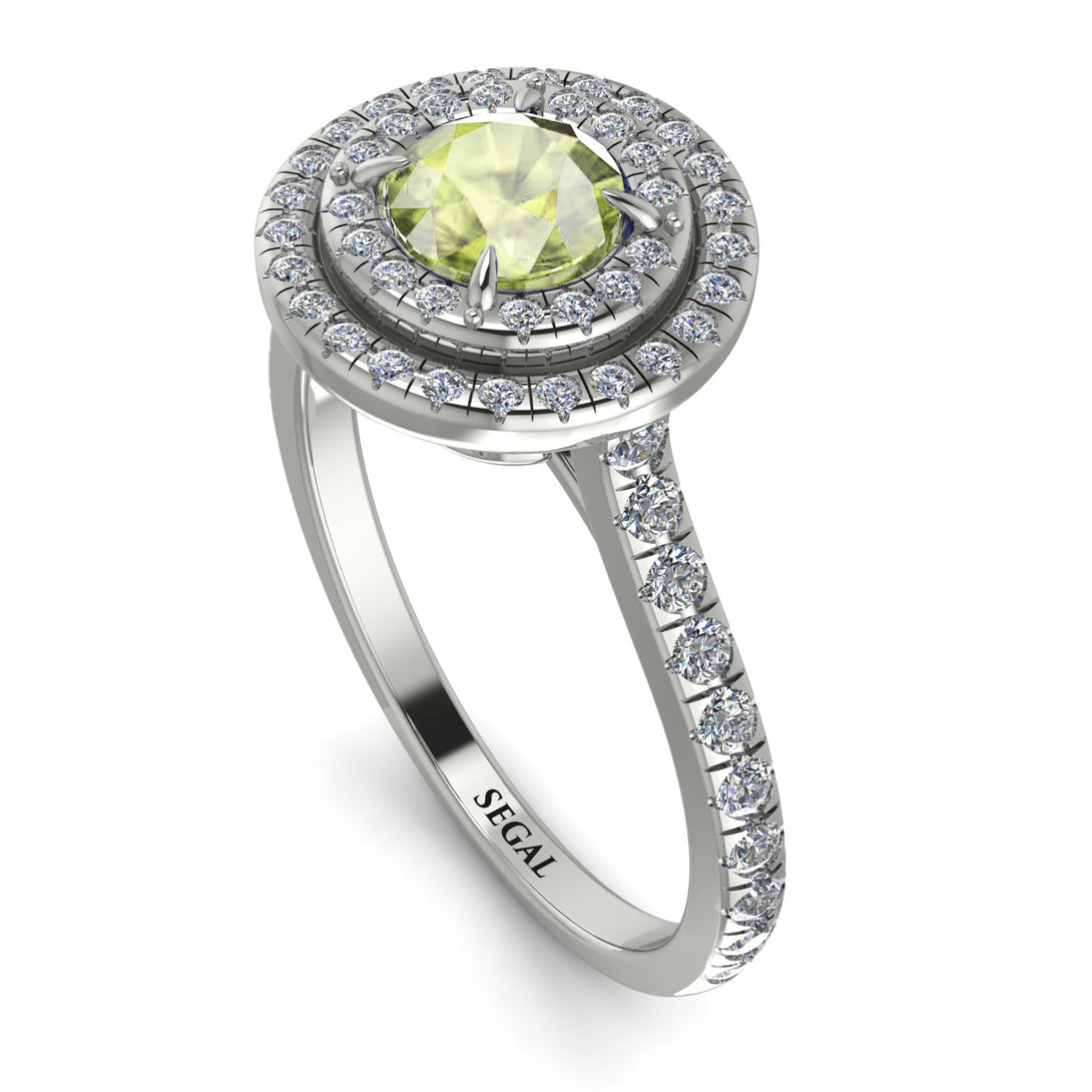Double Halo Peridot Ring - Zoey No. 703