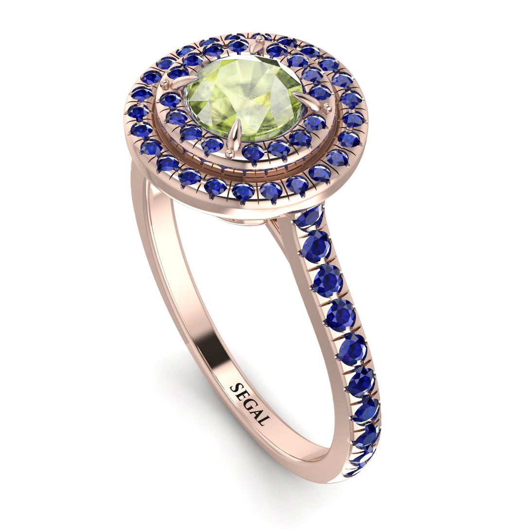 Double Halo Peridot Ring - Zoey No. 714