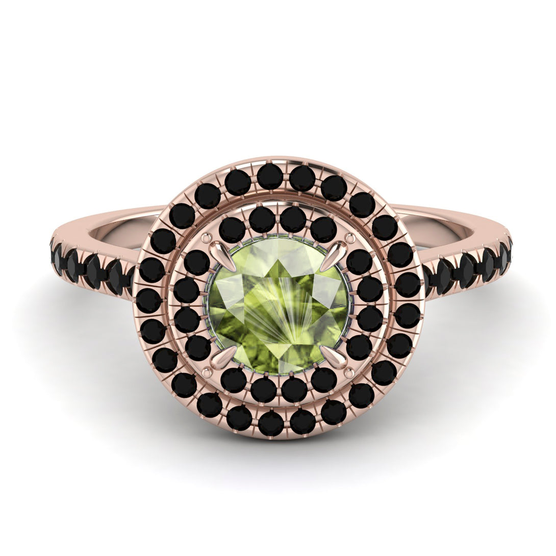 Double Halo Peridot Ring - Zoey No. 708