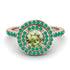 Double Halo Peridot Ring - Zoey No. 705